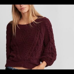 chenille boat neck balloon sleeve sweater